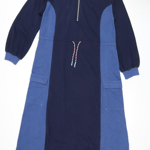 White Stuff Blue Colourblock Dress - UK 10