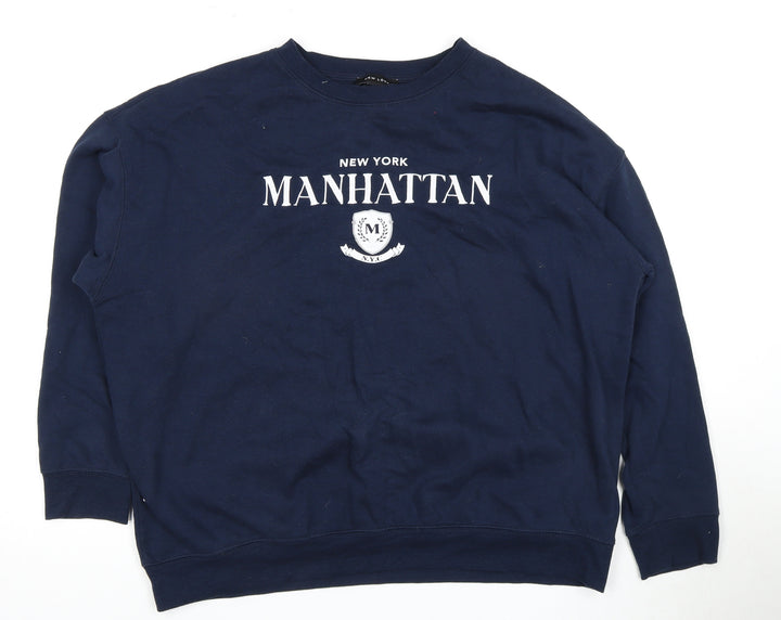New Look Women's Blue Pullover Sweatshirt L