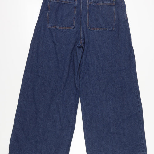 PrettyLittleThing Women's Blue Wide-Leg Jeans Size 12