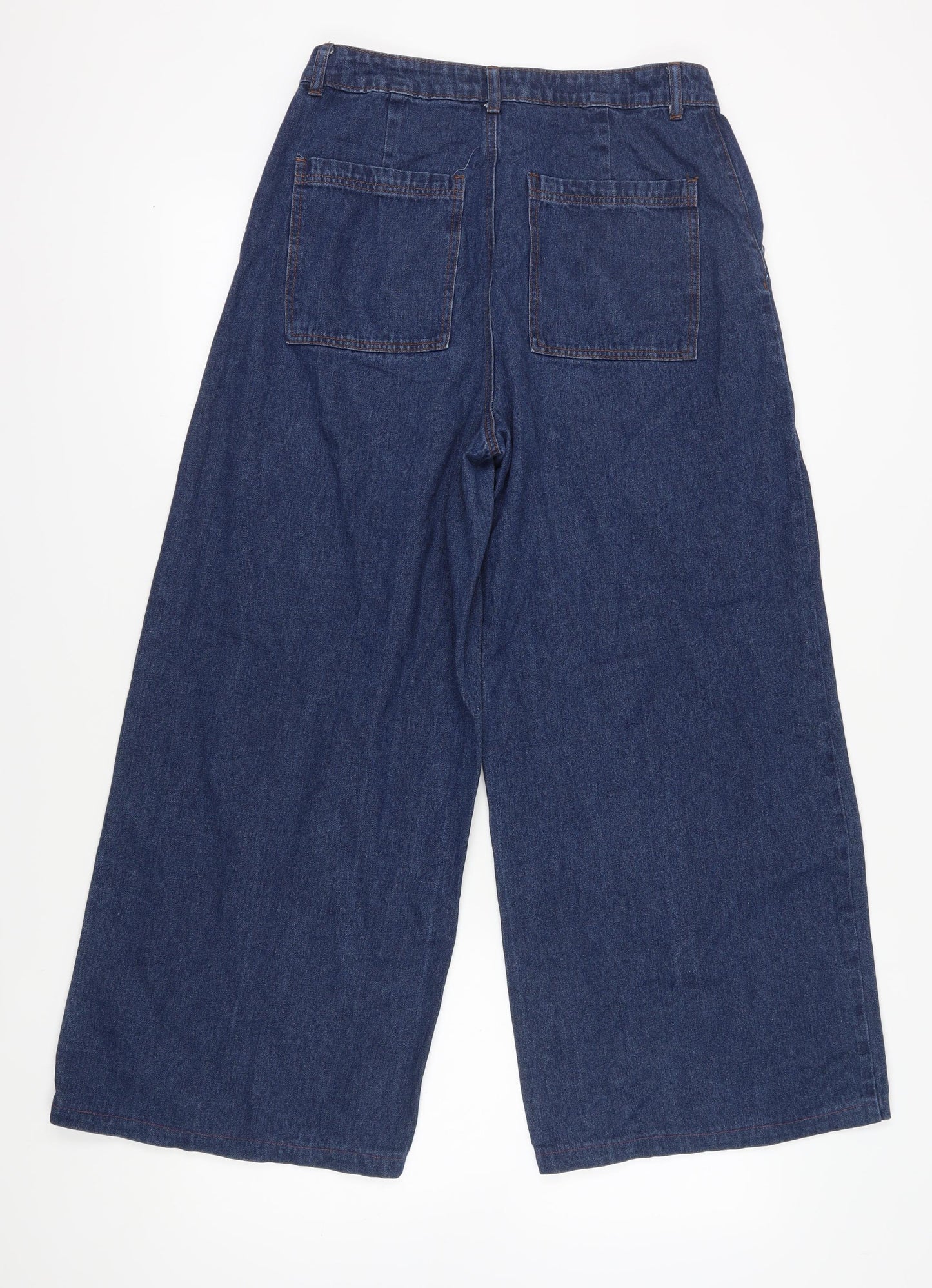 PrettyLittleThing Women's Blue Wide-Leg Jeans Size 12