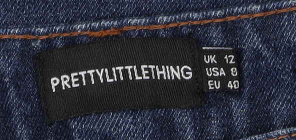 PrettyLittleThing Women's Blue Wide-Leg Jeans Size 12