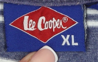 Lee Cooper Men's Blue Striped Polo Shirt XL