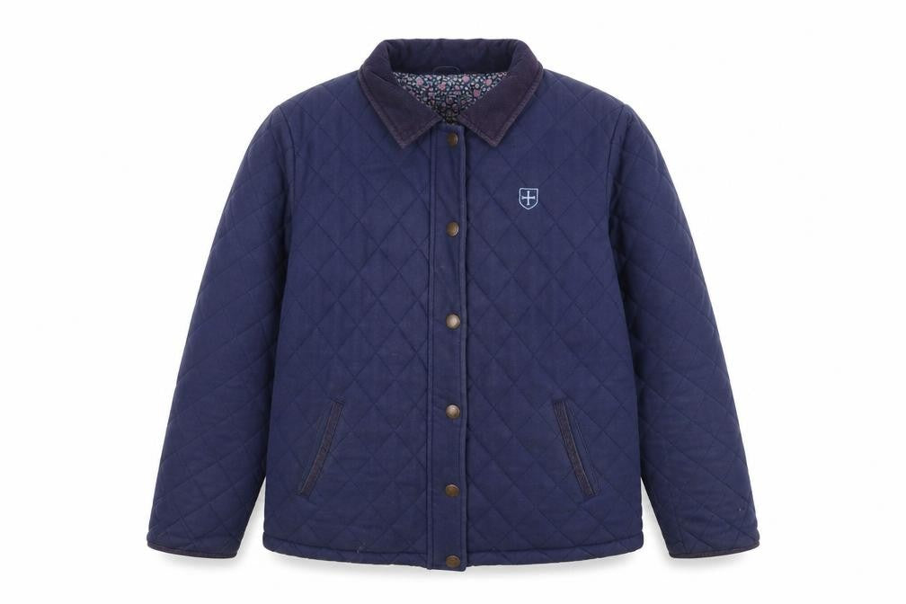 Front view of Rampant Sporting Women's Blue Quilted Jacket, size 14