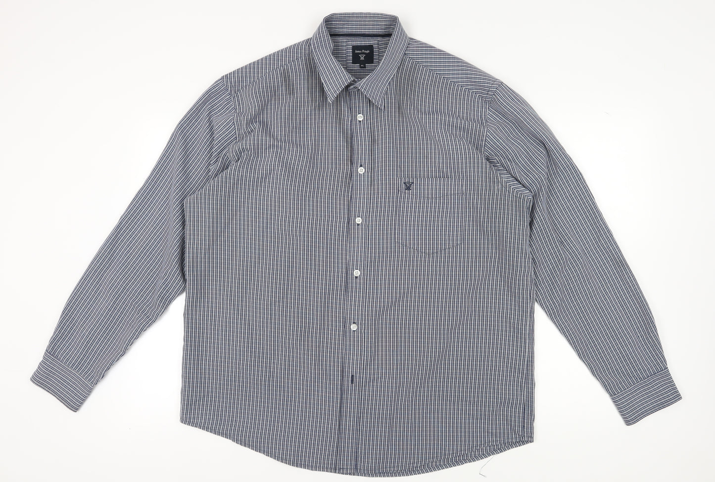 James Pringle Men's Blue Check XL Button-Up Shirt