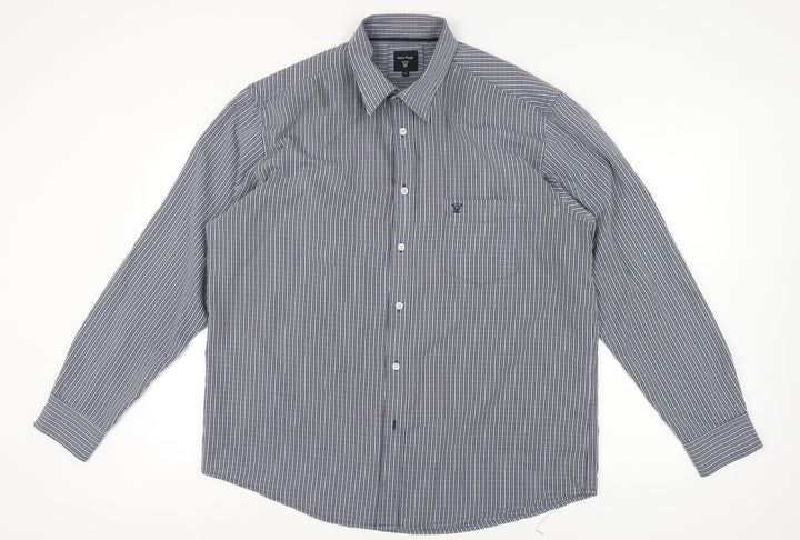 James Pringle Men's Blue Check XL Button-Up Shirt