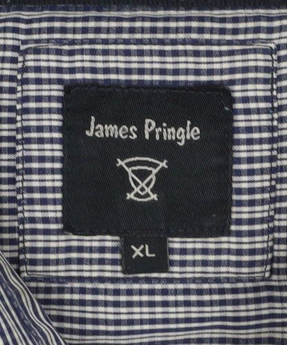 James Pringle Men's Blue Check XL Button-Up Shirt