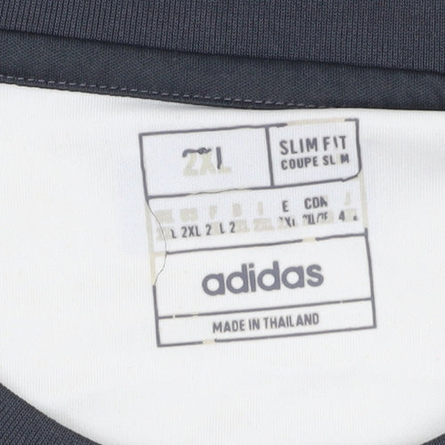 Adidas Men's 2XL White Colourblock Jersey T-Shirt