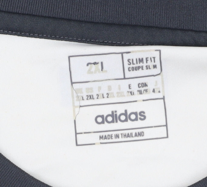 Adidas Men's 2XL White Colourblock Jersey T-Shirt