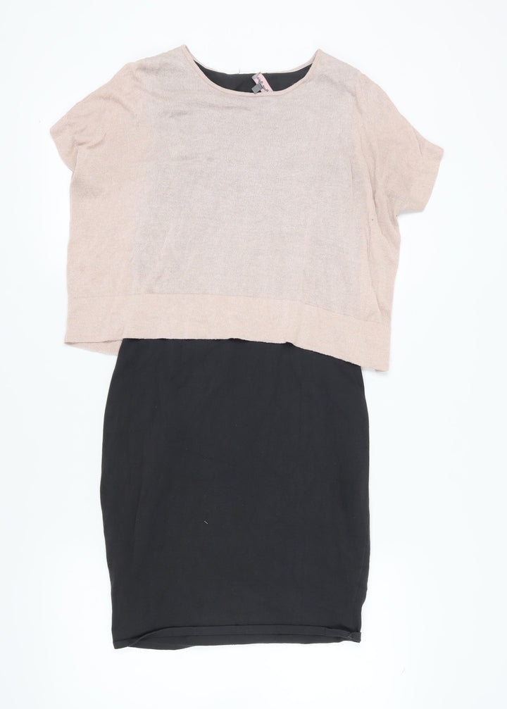 Phase Eight Women's Black Beige Shift Dress, Size 12