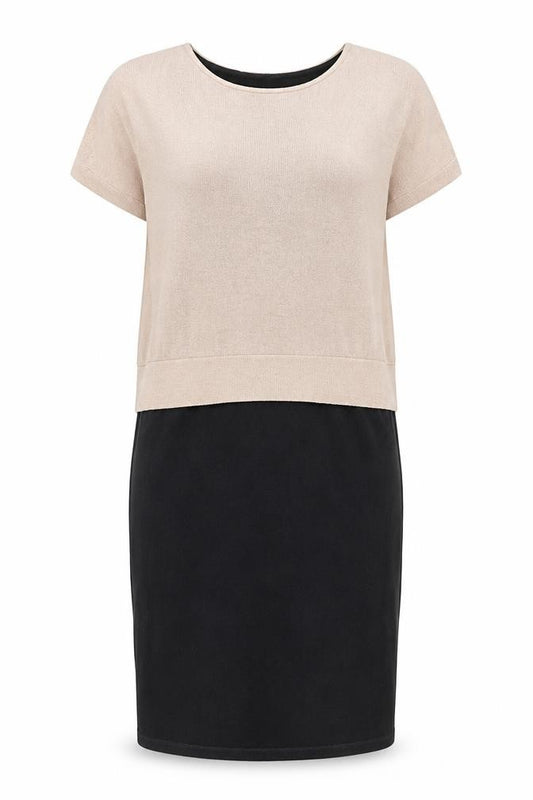 Front view of Phase Eight Women's Black Beige Shift Dress, size 12