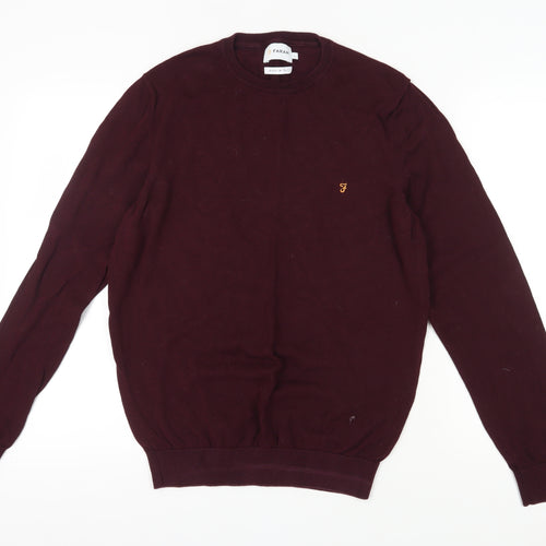 Farah Men's Burgundy Red Cotton Pullover Jumper L