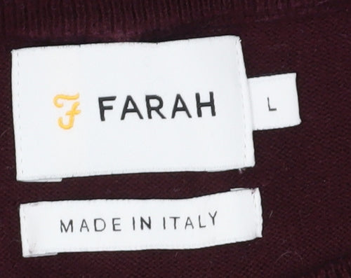 Farah Men's Burgundy Red Cotton Pullover Jumper L