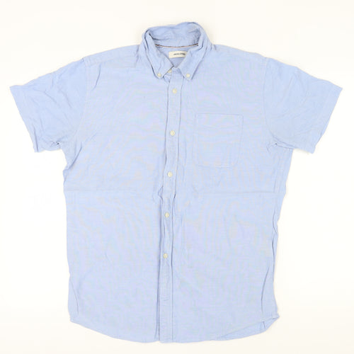 Jack & Jones Men's Blue Short Sleeve Cotton Shirt L