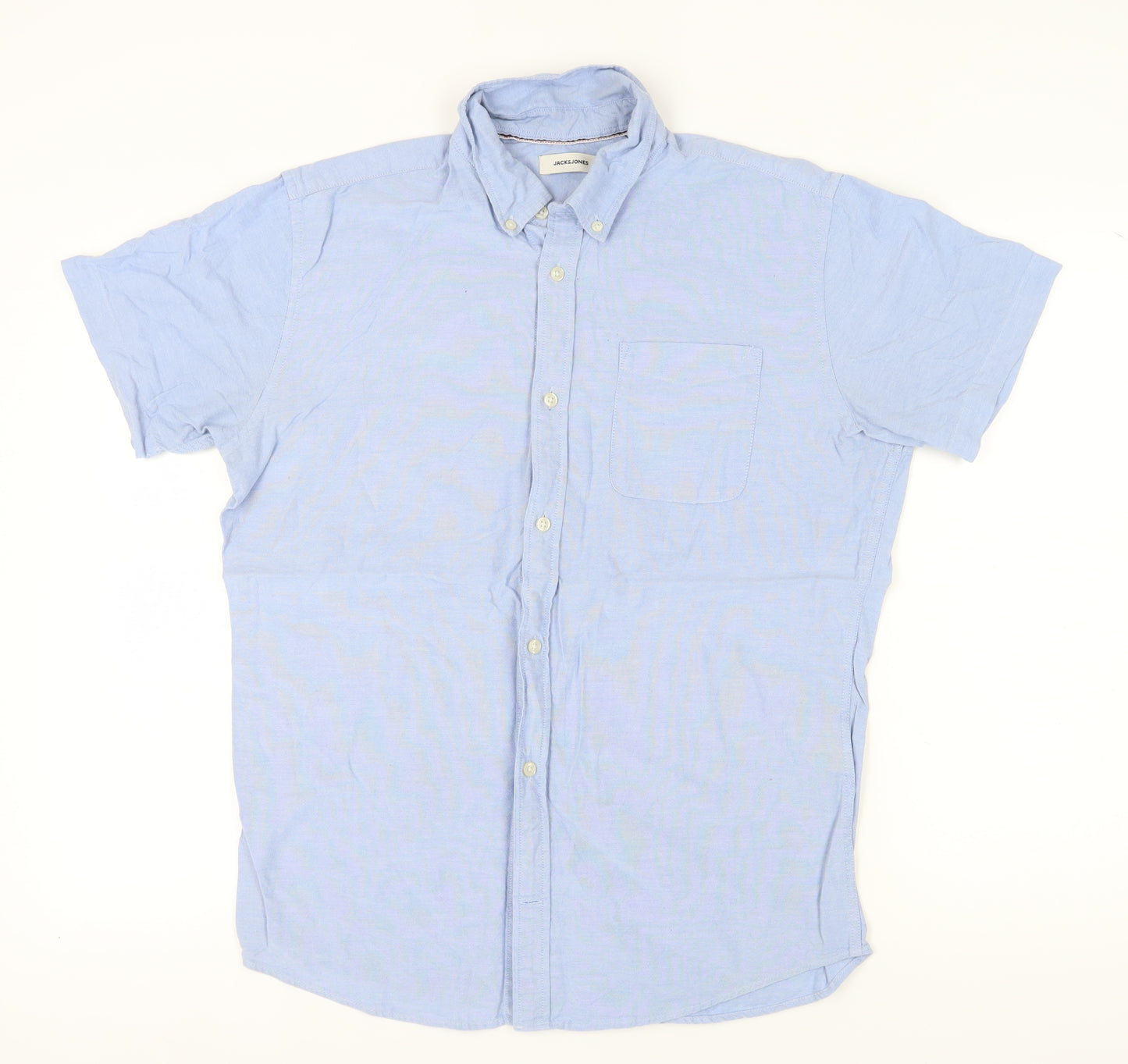 Jack & Jones Men's Blue Short Sleeve Cotton Shirt L