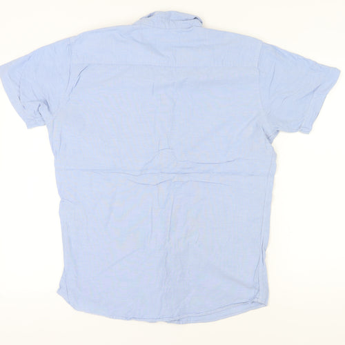 Jack & Jones Men's Blue Short Sleeve Cotton Shirt L