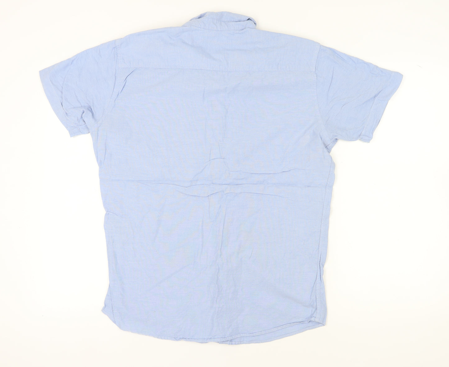 Jack & Jones Men's Blue Short Sleeve Cotton Shirt L