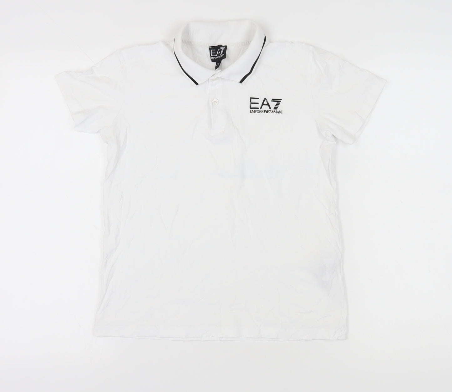 Emporio Armani Boys White Polo Shirt, Size 14, Short Sleeve