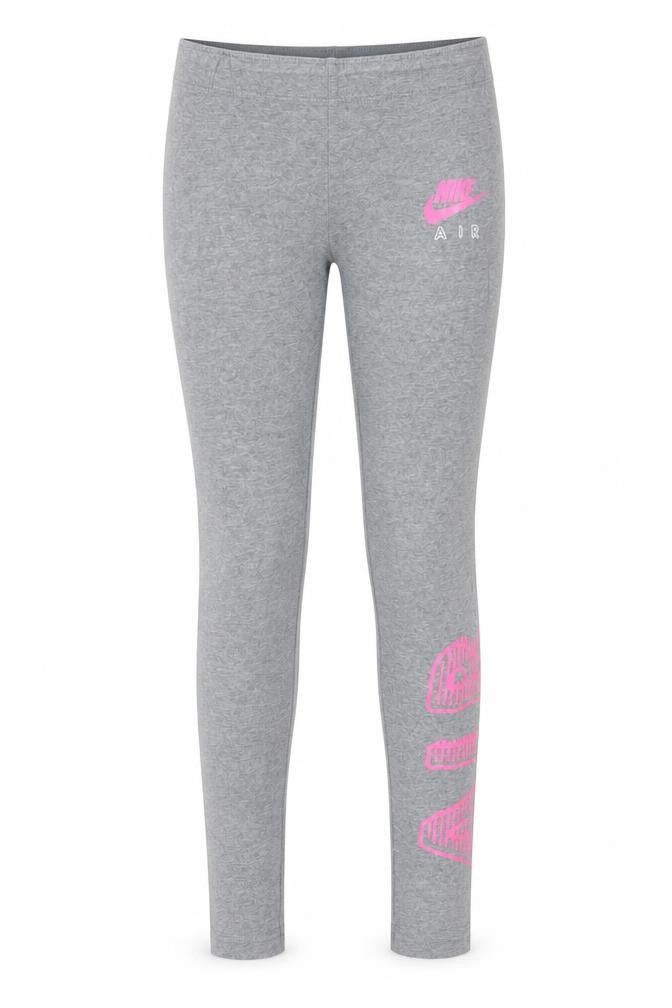 Front view of Nike girls’ grey ankle athleisure leggings m