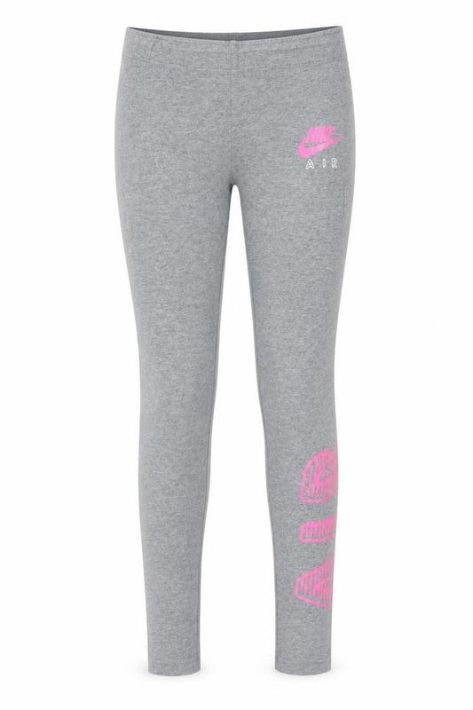 Front view of Nike girls’ grey ankle athleisure leggings m