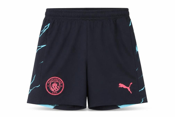 Front view of PUMA boys’ black athletic football shorts 13-14 years