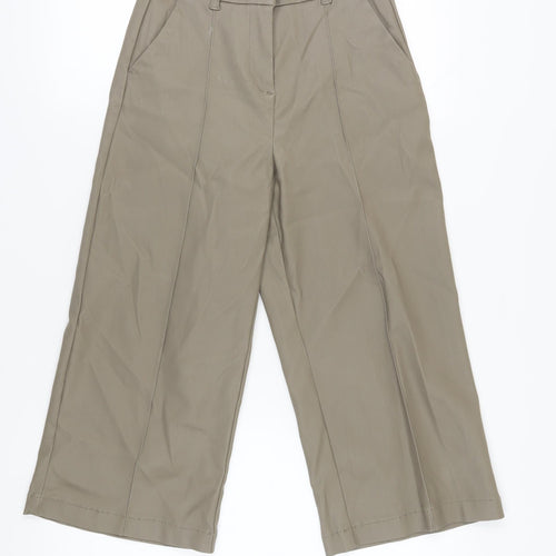 Next Women's Beige Cropped Wide-Leg Trousers Size 8L