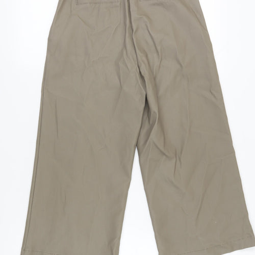 Next Women's Beige Cropped Wide-Leg Trousers Size 8L