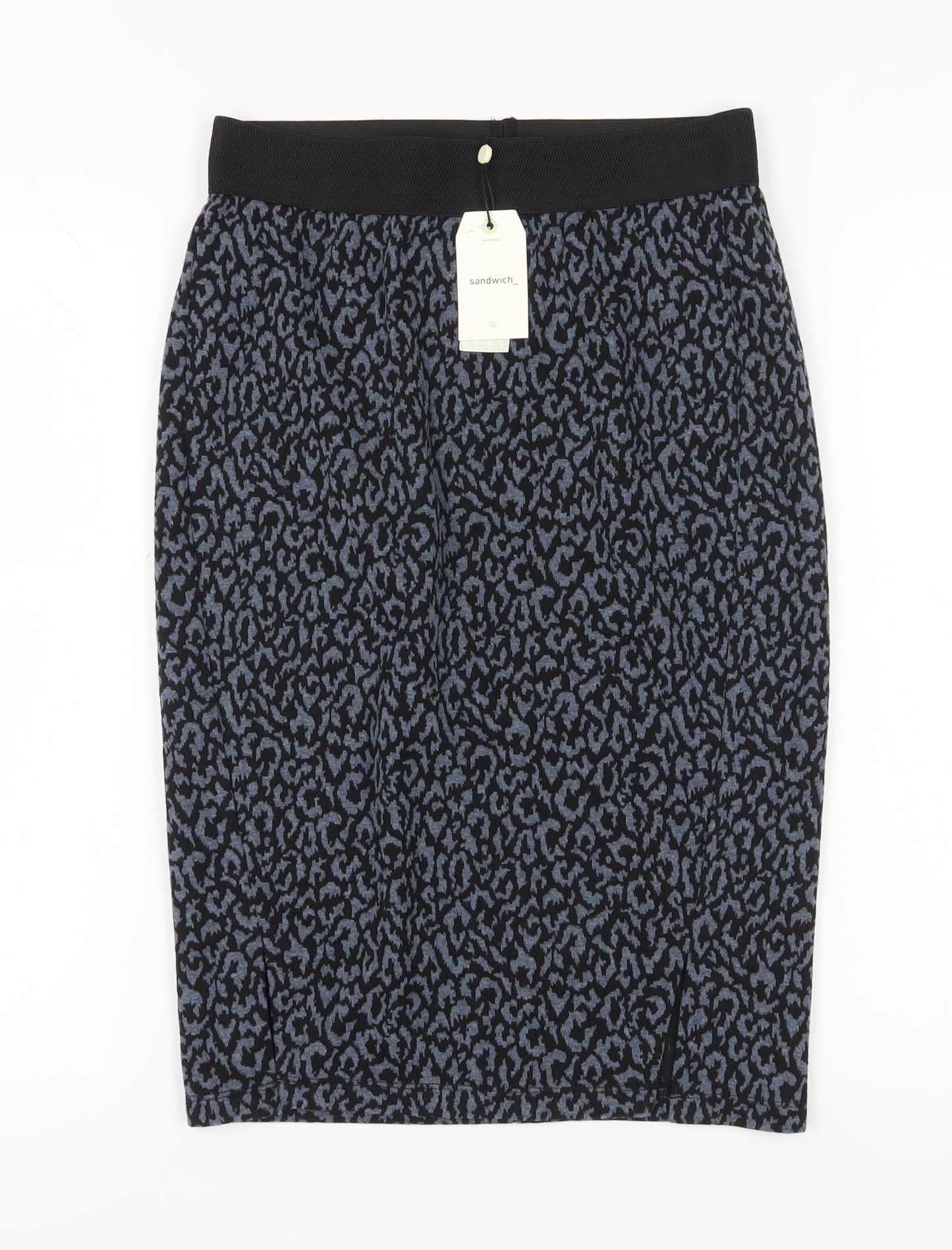 Sandwich Women's Blue Black Animal Print Pencil Skirt S