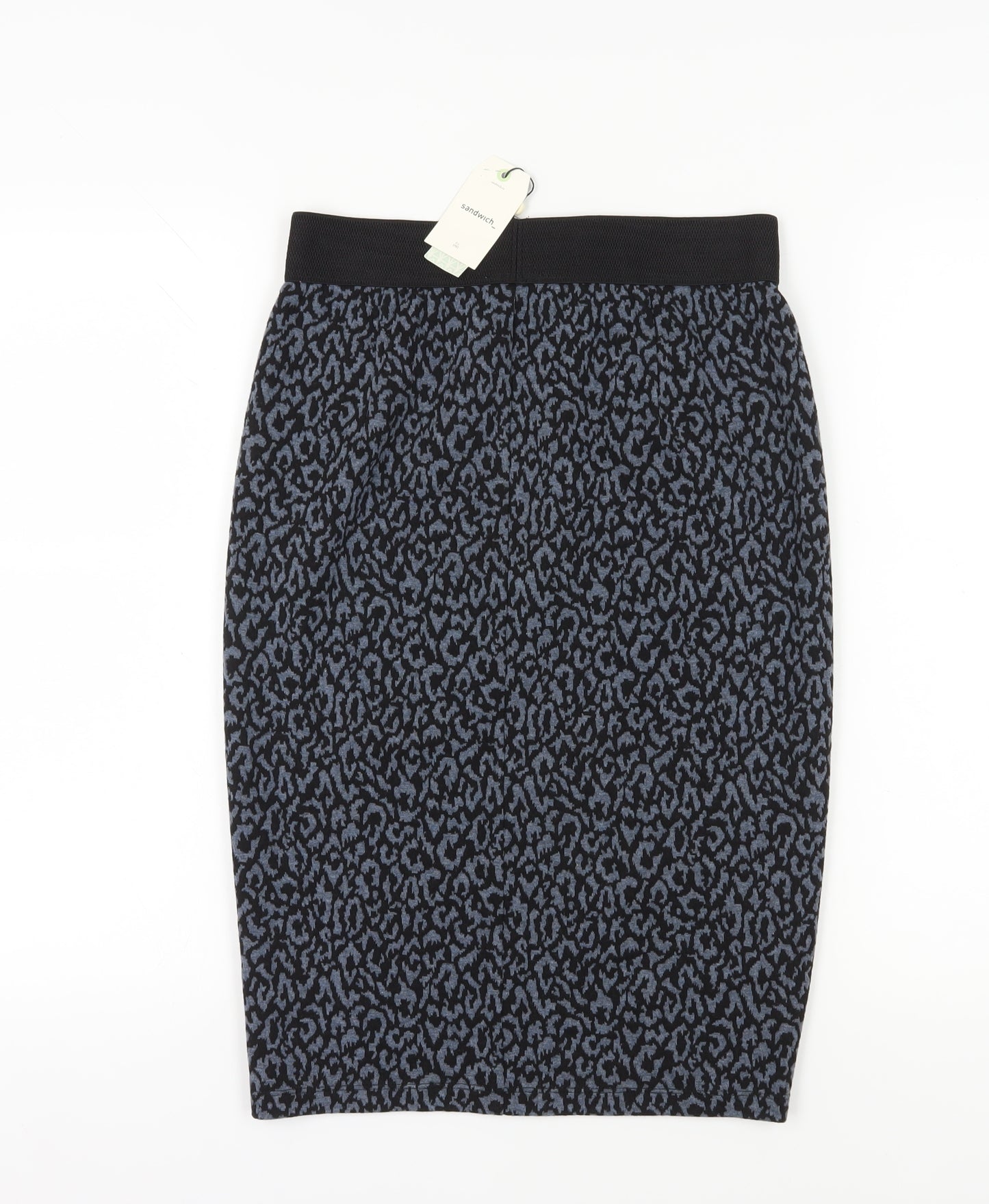 Sandwich Women's Blue Black Animal Print Pencil Skirt S
