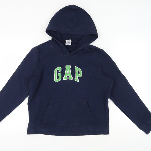 GAP Girls Blue Pullover Hoodie - Size L, Logo Accent