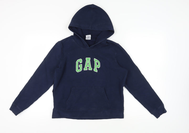 GAP Girls Blue Pullover Hoodie - Size L, Logo Accent