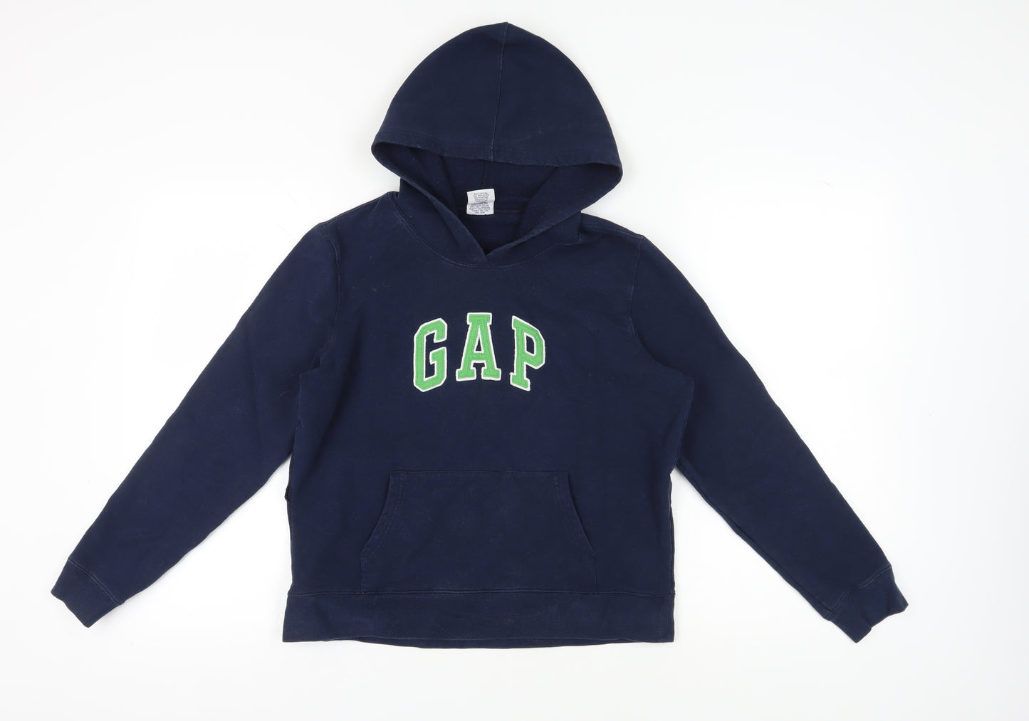 GAP Girls Blue Pullover Hoodie - Size L, Logo Accent