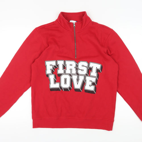 Clique Red Unisex Sweatshirt, Medium, Mock Neck, Graphic