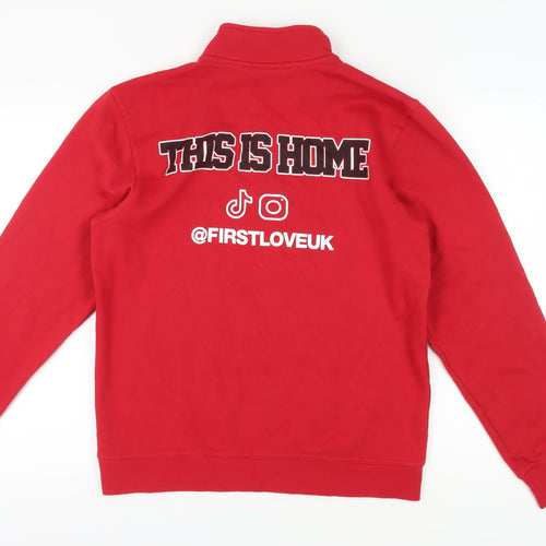 Clique Red Unisex Sweatshirt, Medium, Mock Neck, Graphic