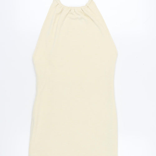 NA-KD Women's Beige XS Halter Slip Dress