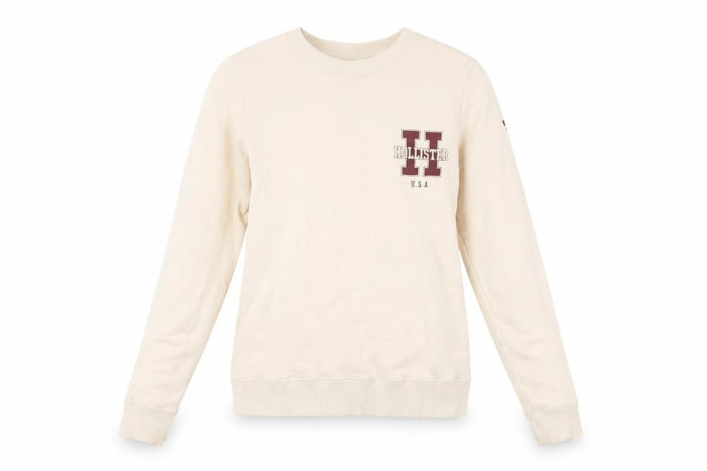 Front view of Hollister Women's Beige XS Pullover Sweatshirt