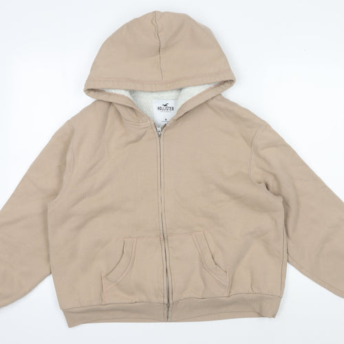 Hollister Women's Beige Full Zip Hoodie Medium