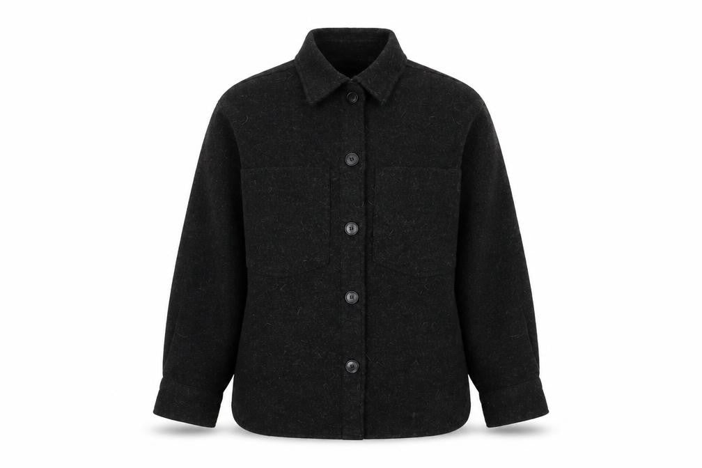 H&M Unisex Black Wool Blend Mid-Length Jacket, M