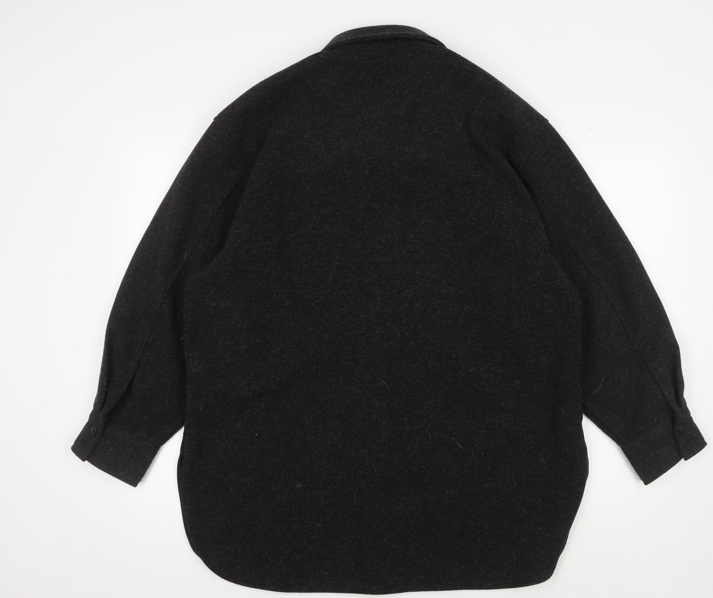 H&M Unisex Black Wool Blend Mid-Length Jacket, M