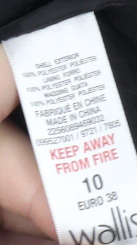 Wallis Women's Black Quilted Jacket Size 10 Petite