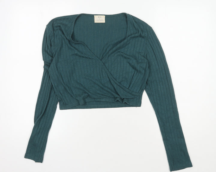 Pins and Needles Green Cropped Blouse, Women's L, Knit