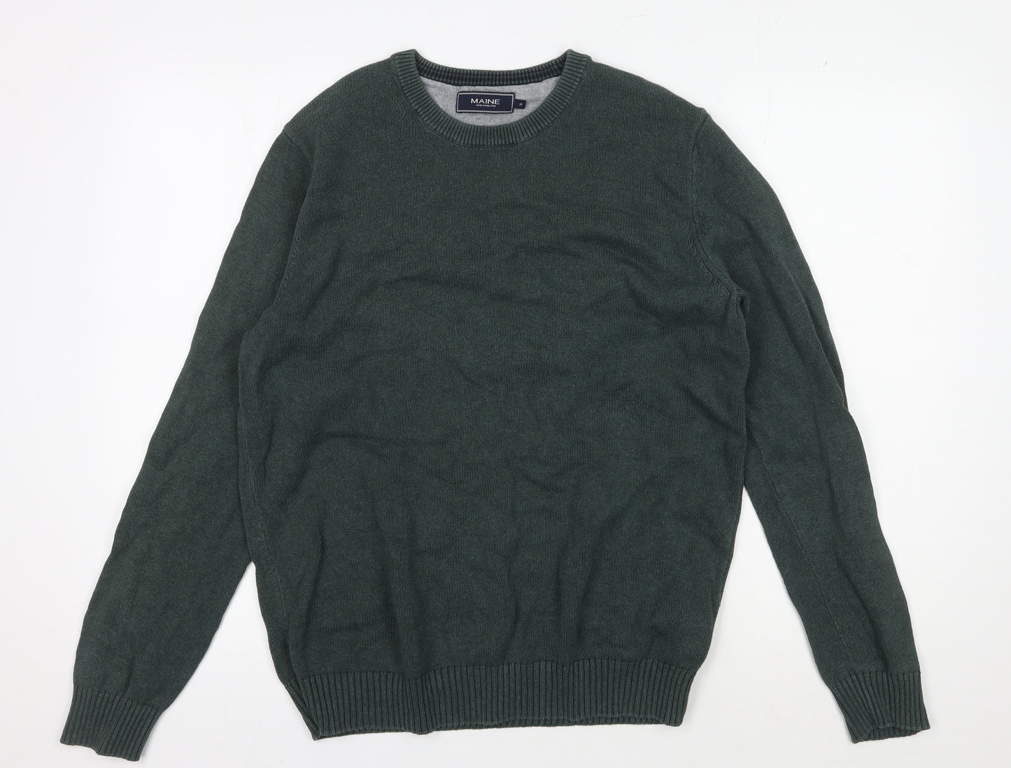 Maine New England Men's Green Pullover, M, Crew Neck Jumper