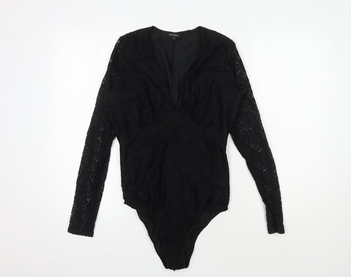 River Island Women's Black Lace Wrap Blouse Size 10