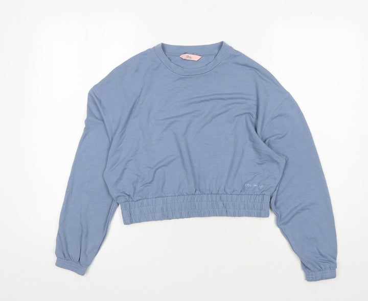 Boux Avenue Women's Blue Crew Neck Cropped Jersey Top
