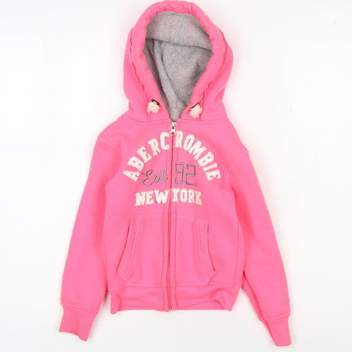 Abercrombie Girls Pink Hoodie 2 Years Full Zip Logo Fleece