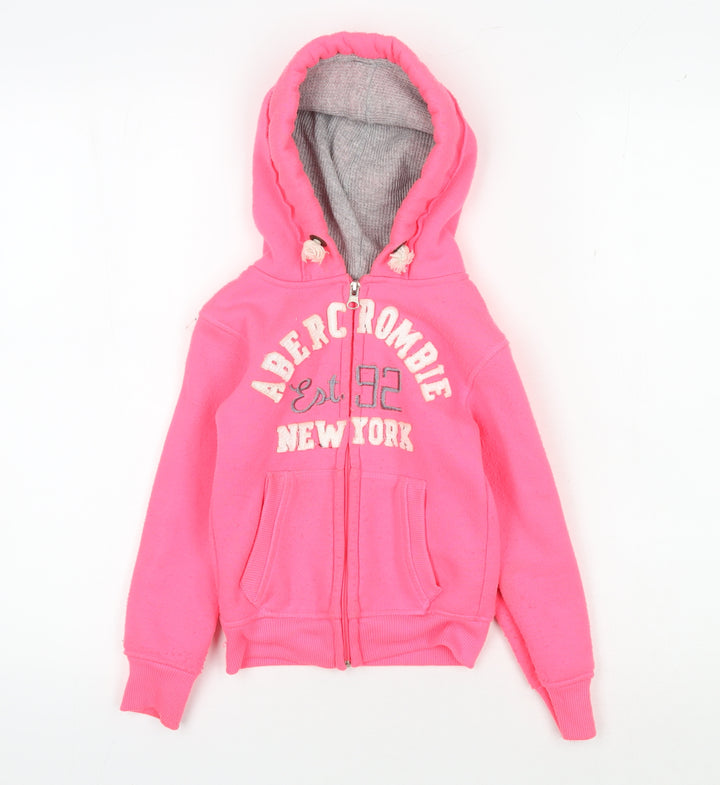 Abercrombie Girls Pink Hoodie 2 Years Full Zip Logo Fleece