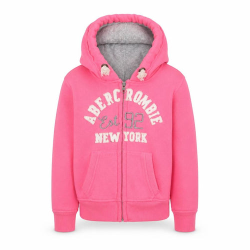 Abercrombie Girls Pink Hoodie 2 Years Full Zip Logo Fleece