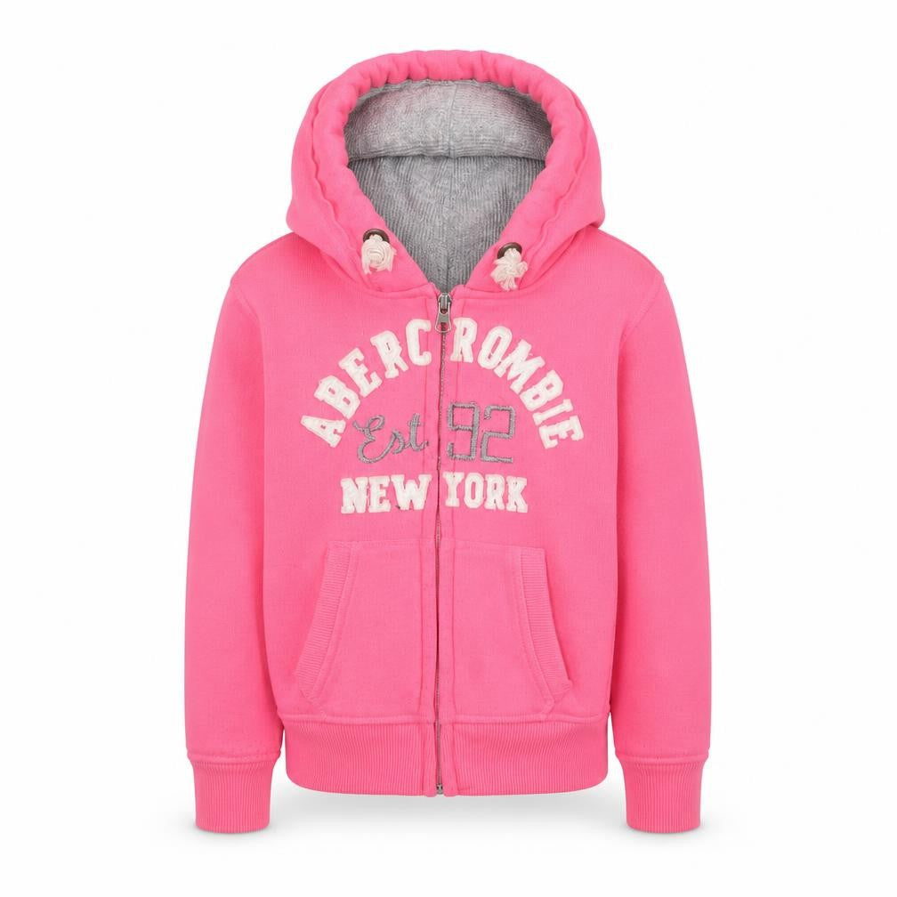 Abercrombie Girls Pink Hoodie 2 Years Full Zip Logo Fleece