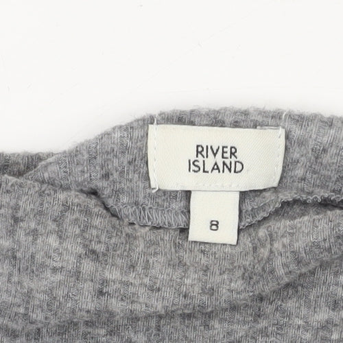 River Island Women's Grey Roll Neck Knit Top Size 8