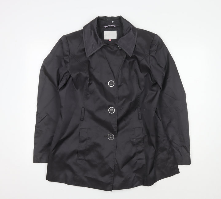 John Lewis Women Black Coat Size 14 Button Closure