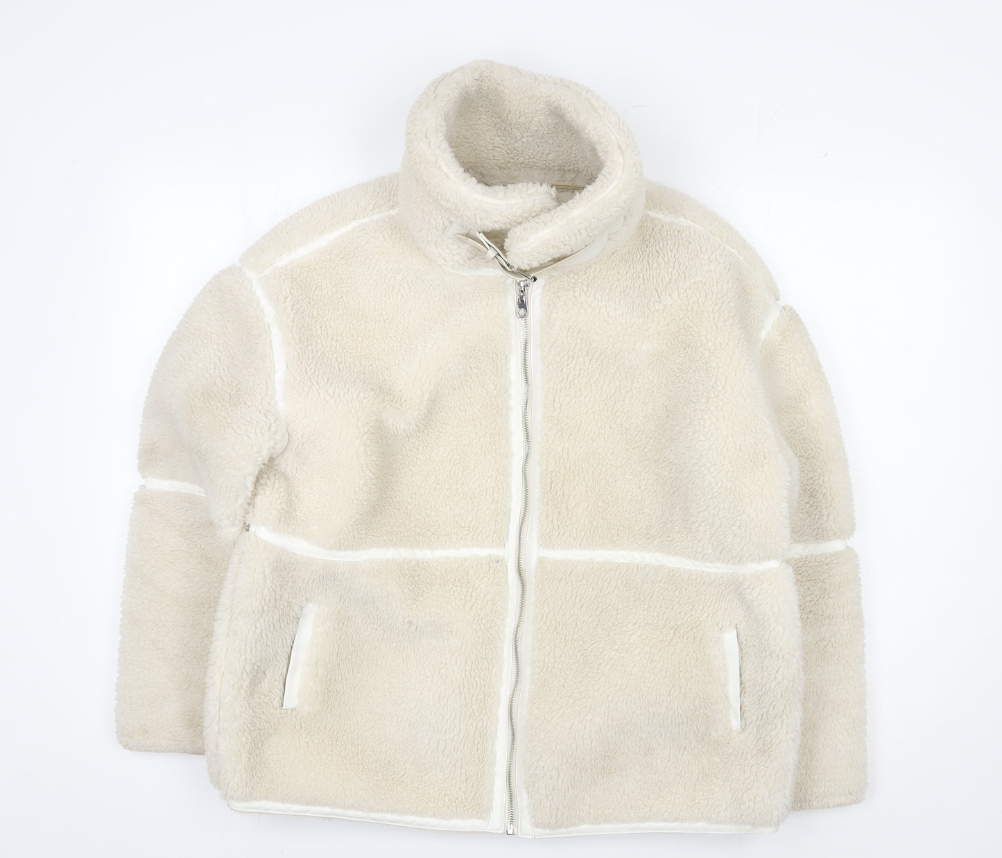 QED LDN Women's Ivory Fleece Jacket Size 10